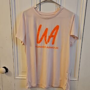 Under Armour Light Pink Tee with Vibrant Pink Logo